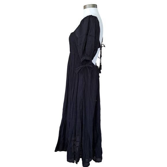FREE PEOPLE Free People Let's Be Friends Midi Maxi Dress Small Black Open Back - Picture 8 of 14